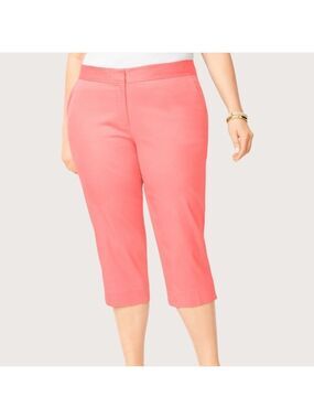 TALBOTS Cotton Pedal Pushers Side and Back Pockets Button Detail at Hem US Sz 14